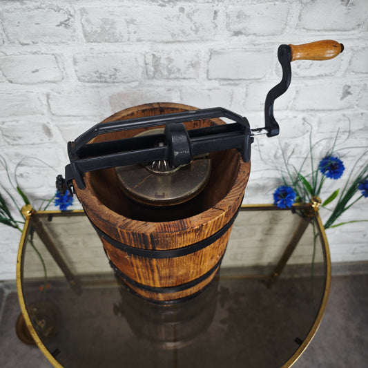Antikes Butterfass Butterschleuder Rahmschleuder Holzfass mit Kurbel Vintage Landhaus Deko Bäckerei Cottagecore Grannycore