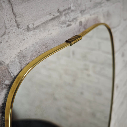 Weber Spiegel 50er Jahre Herzform Glas Messingrahmen Midcentury Vintage Wandspiegel