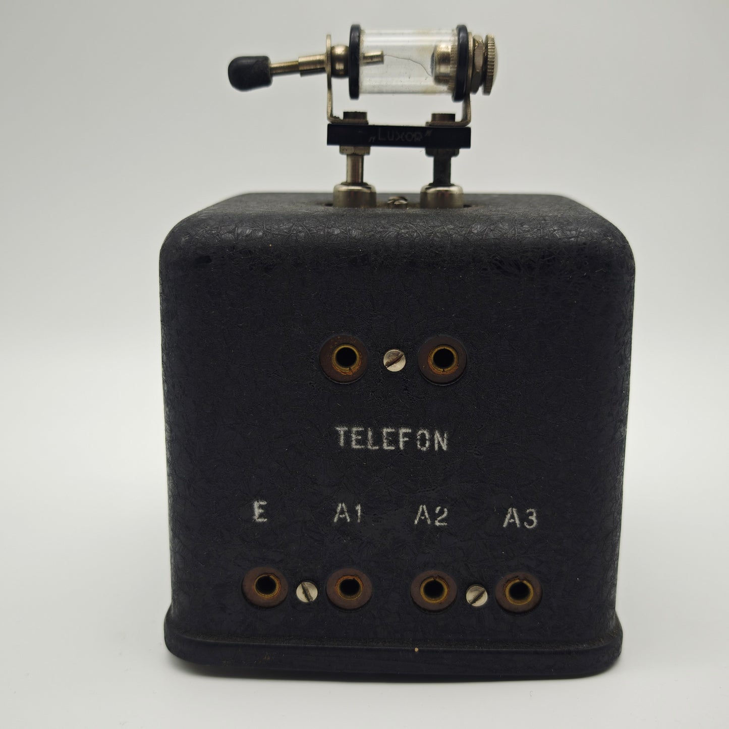 Telefunken 1 Detektor Kristallradio Luxor schwarz Metallgehäuse früher Radioapparat Sammlergerät
