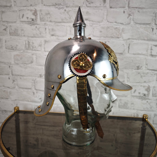 Pickelhaube Preußen Replik 19 Jh FR Helm Metall Messingadler Reenactment Sammlerhelm