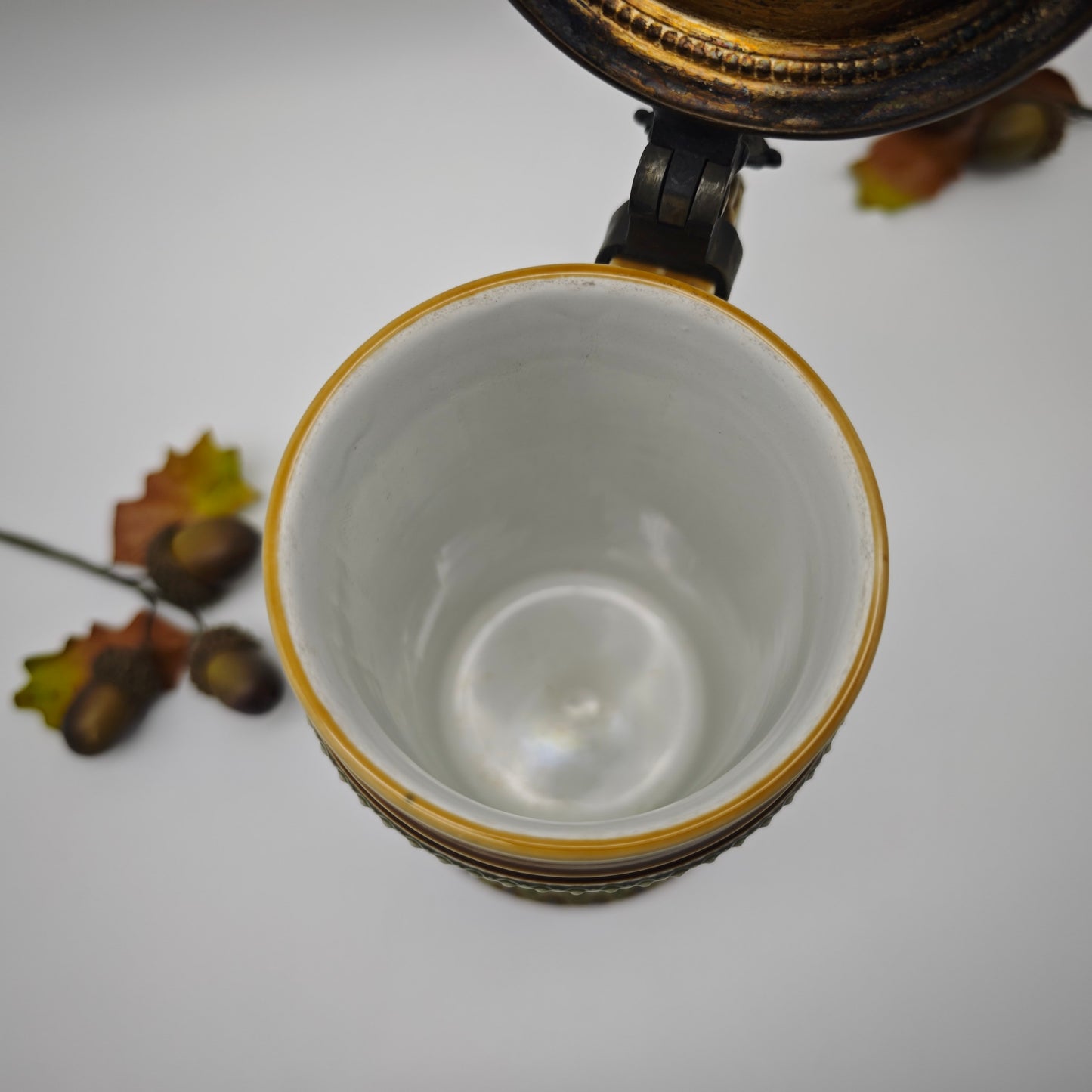 Villeroy & Boch Mettlach Bierkrug 1396 Bacchusmotiv Putti Jugendstil Keramik Reliefkrug Bierstein