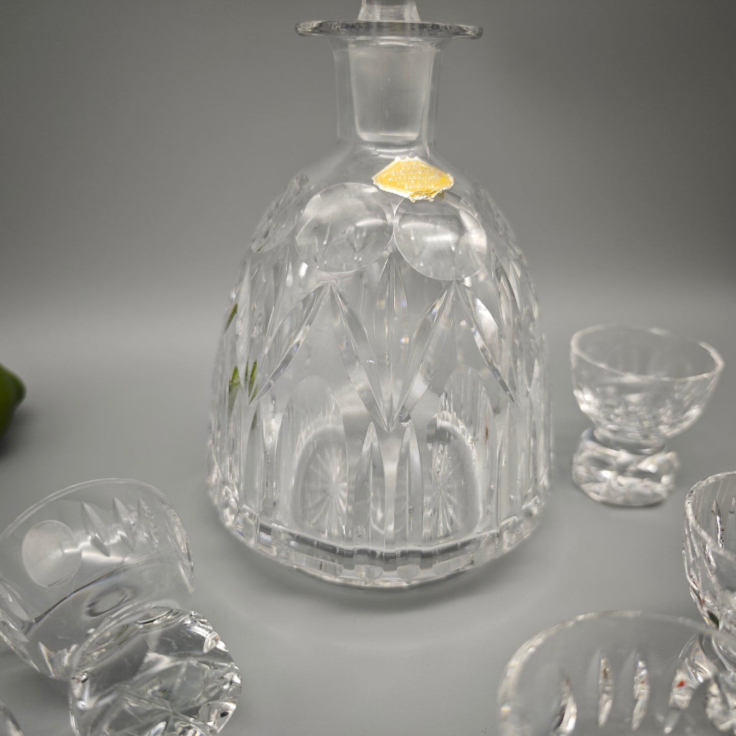 Bleikristall Schnapsset Karaffe 6 Gläser Handarbeit mundgeblasen geschliffen Kristall Barset Vintage