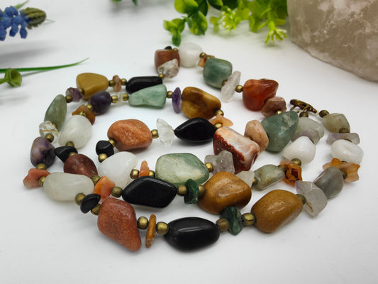 Necklace Gemstones Semi-precious Stones Jewelry Chain Tumbled Stones Healing Stones Magic Esoteric Yoga Boho