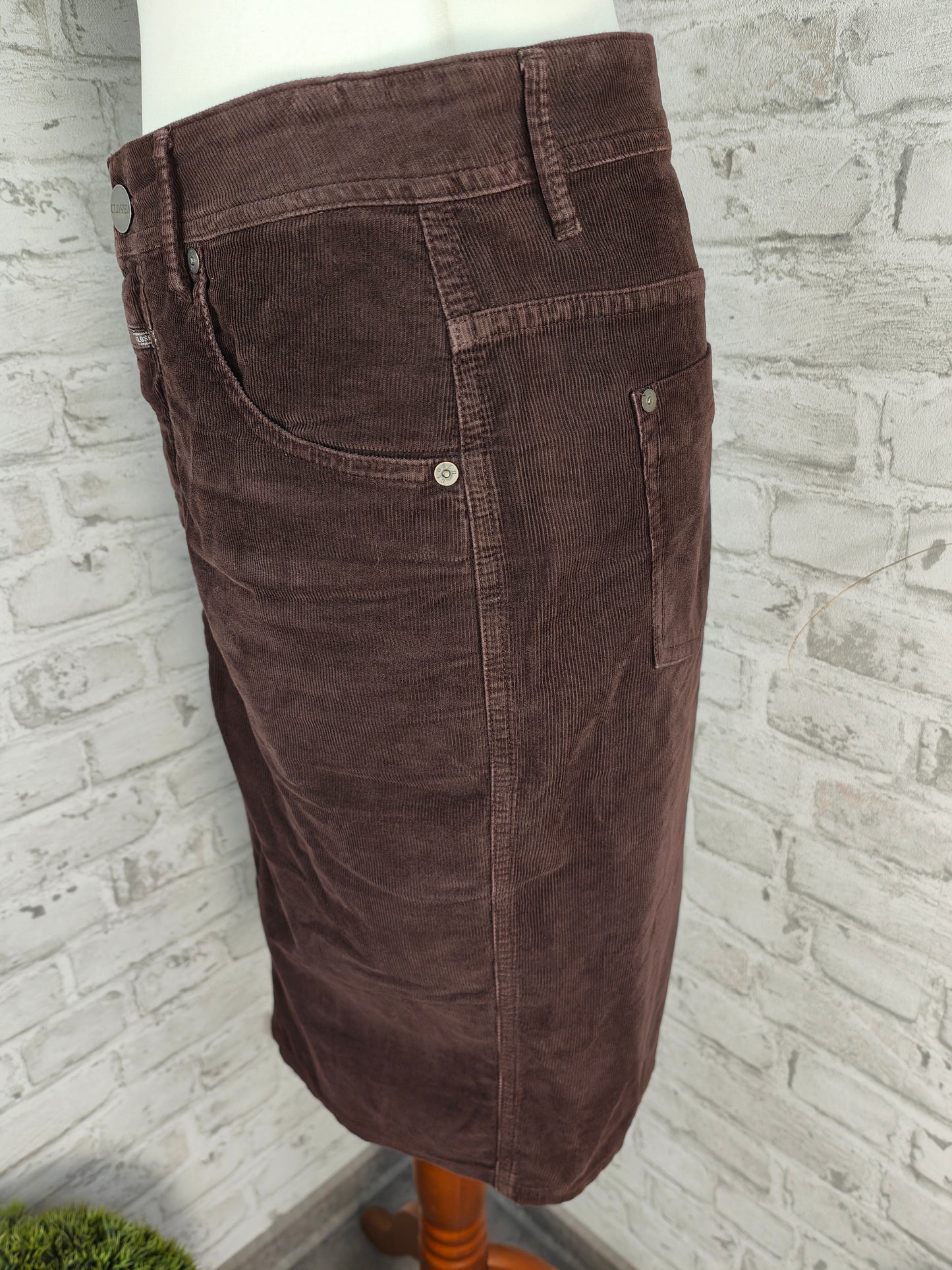 2-teiliges Outfit Set Cord Midirock Bleistiftrock Rock Closed braun & Oberteil langarm Strickkragen Mustermix desigual Herbst Winter art Style Bundle Kombination