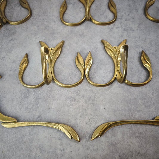 Wardrobe hook rail leaf-shaped hook coat hanger coat hook brass coat rail vintage hallway Art Nouveau Hollywood Regency
