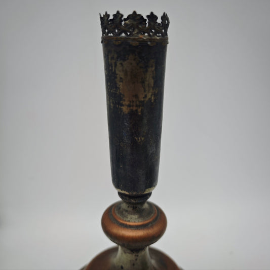 Bougeoir en cuivre plaqué argent, métal antique, époque wilhelminienne, ornements sacrés, lys, étoiles, gothique, maison, autel