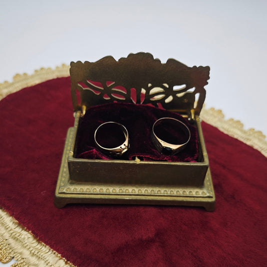 Ring box ring box brass Art Nouveau sunflower leaves wedding jewelry box vintage jewelry box ring box brass box