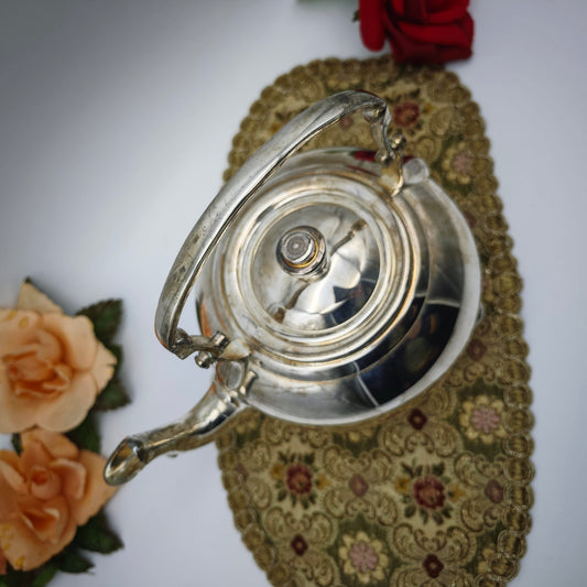 Théière Royal Ascot plaquée argent 22 cm Manchester design trépied vintage élégant théière en argent teatime