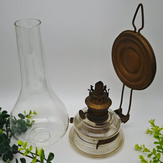 Lampe à pétrole en verre, brûleur cosmos, lampe murale dorée, lampe à huile, miroir, lampe murale, ferme antique