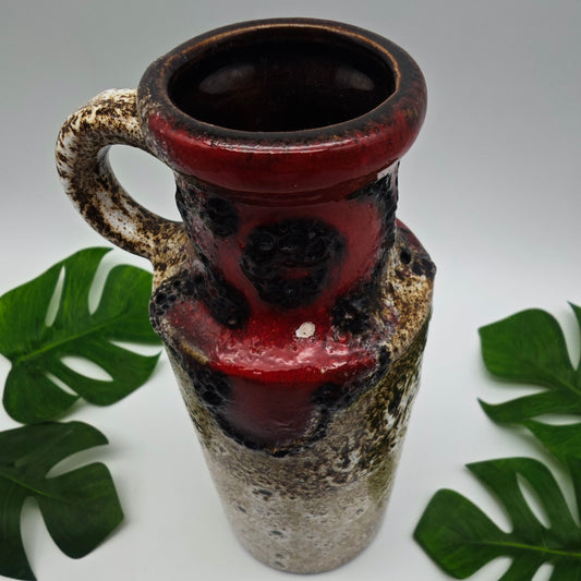 Scheurich Fat Lava Vase 401-20 rot weiß braun West German Pottery vintage midcentury