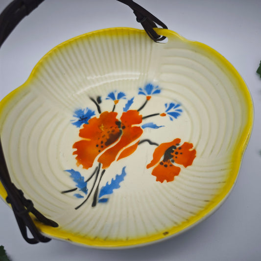 Schale Villeroy & Boch Torgau Blumenmotiv Mohn Keramik Anbietschale Gebäckschale vintage 1930er Spritzdekor