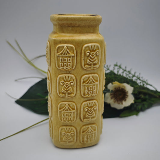 Bay Keramik Blumenvase beige Vintage WGP 937-17 Design Bodo Mans 60er Jahre Fat Lava Mid Century Modern West German Pottery Tiki Ethno