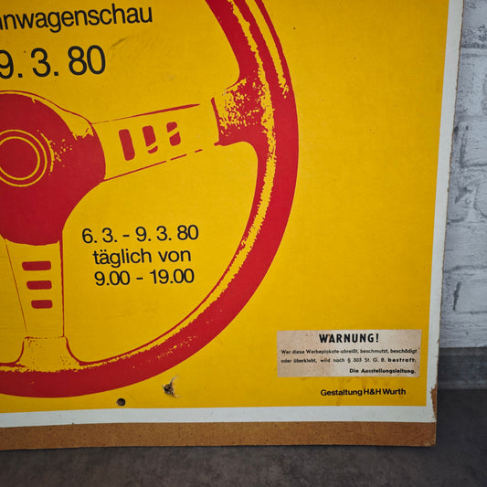 Original Werbeplakat Aumot 80 Ludwigshafen 1980 Autosalon Motorradsalon 70er Design 125 cm