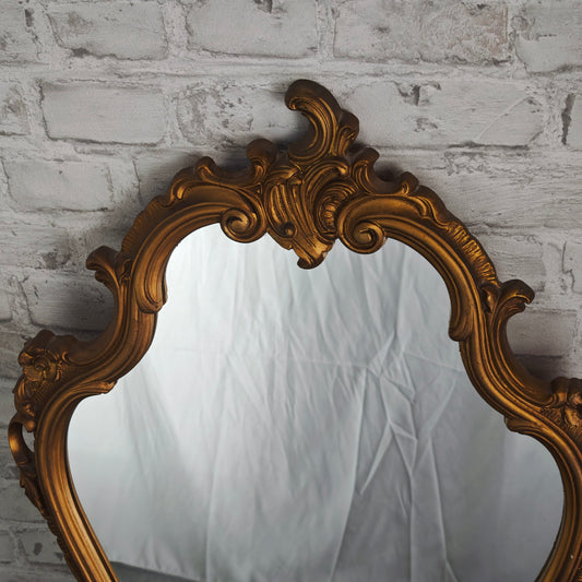 Mirror Baroque wall mirror gold-colored 82x51 cm Chippendale style with ornaments Hollywood Regency