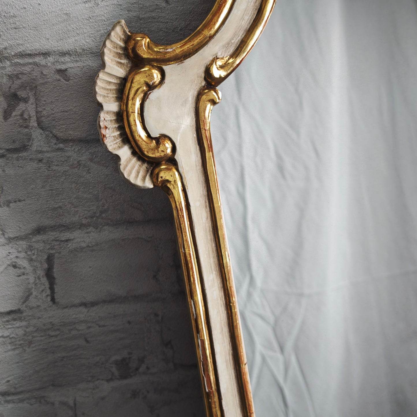 Miroir mural baroque blanc or sculpté roses 89x47 cm style shabby chic rococo vintage