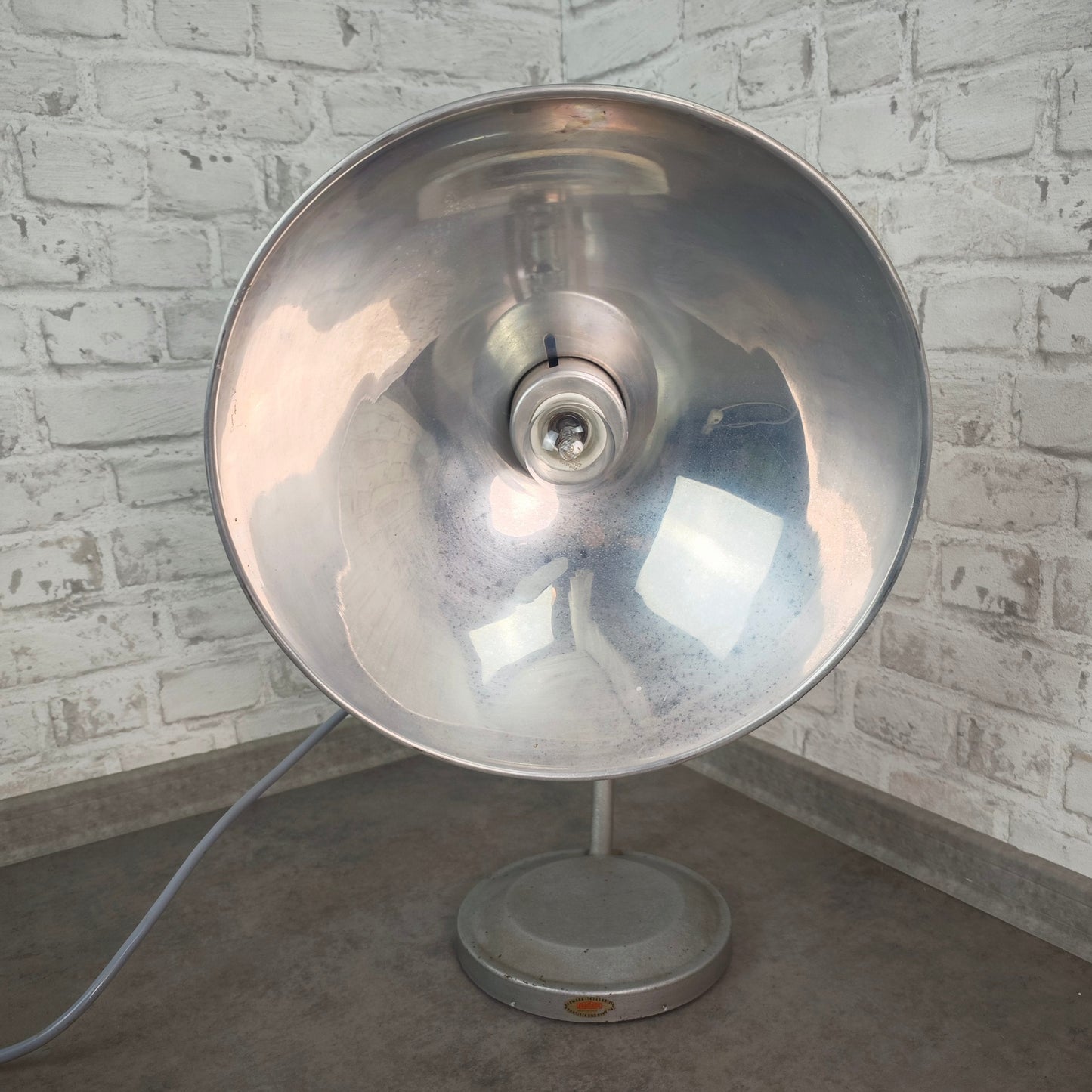 Baumann Stallampe 50er Alu Tischlampe Vintage Wärmelampe Loft E27 verstellbar