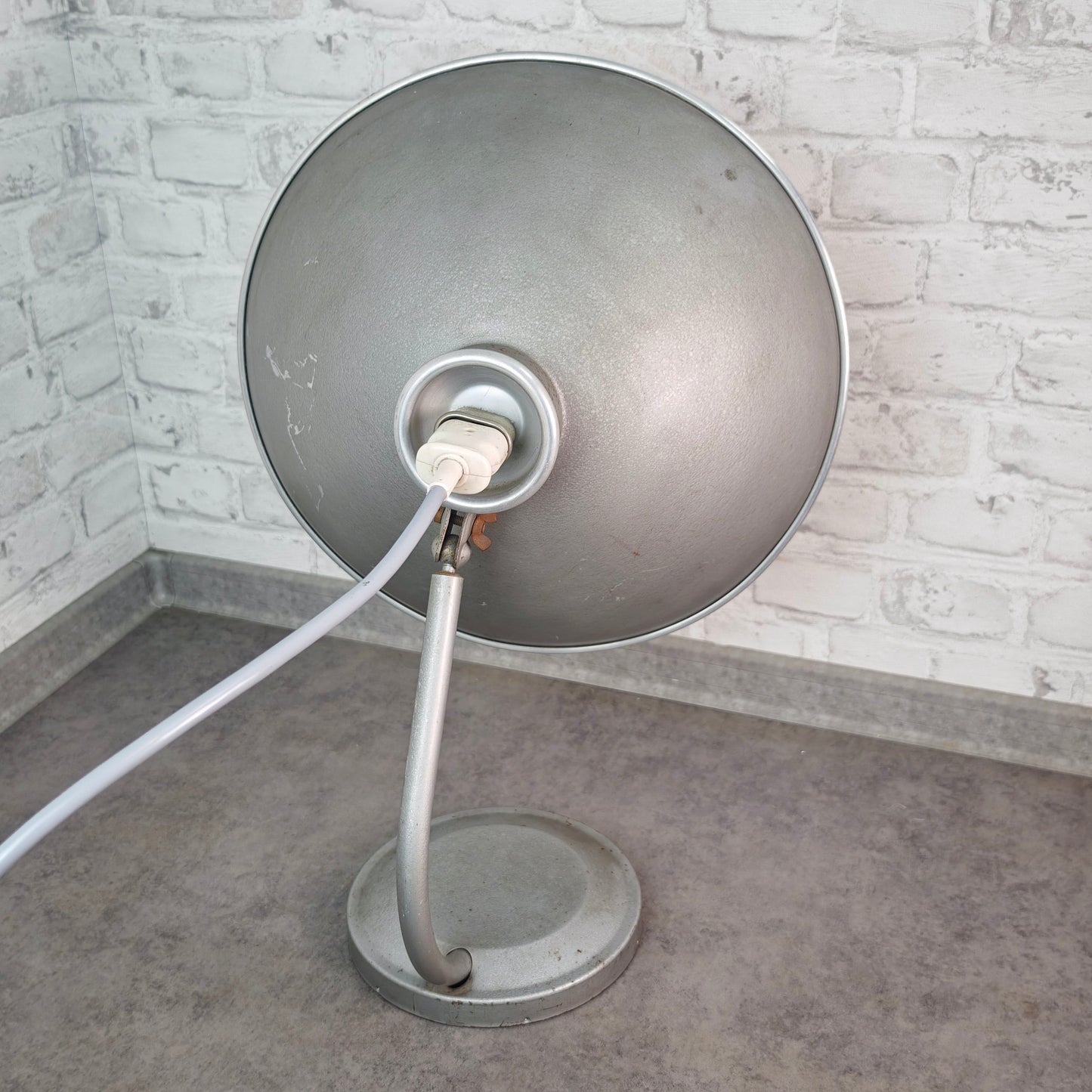 Baumann Stallampe 50er Alu Tischlampe Vintage Wärmelampe Loft E27 verstellbar