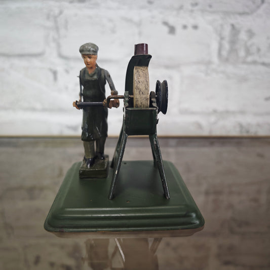 Blechspielzeug Schleifer Schleifmaschine Massefigur antik 8 cm beweglich Deko