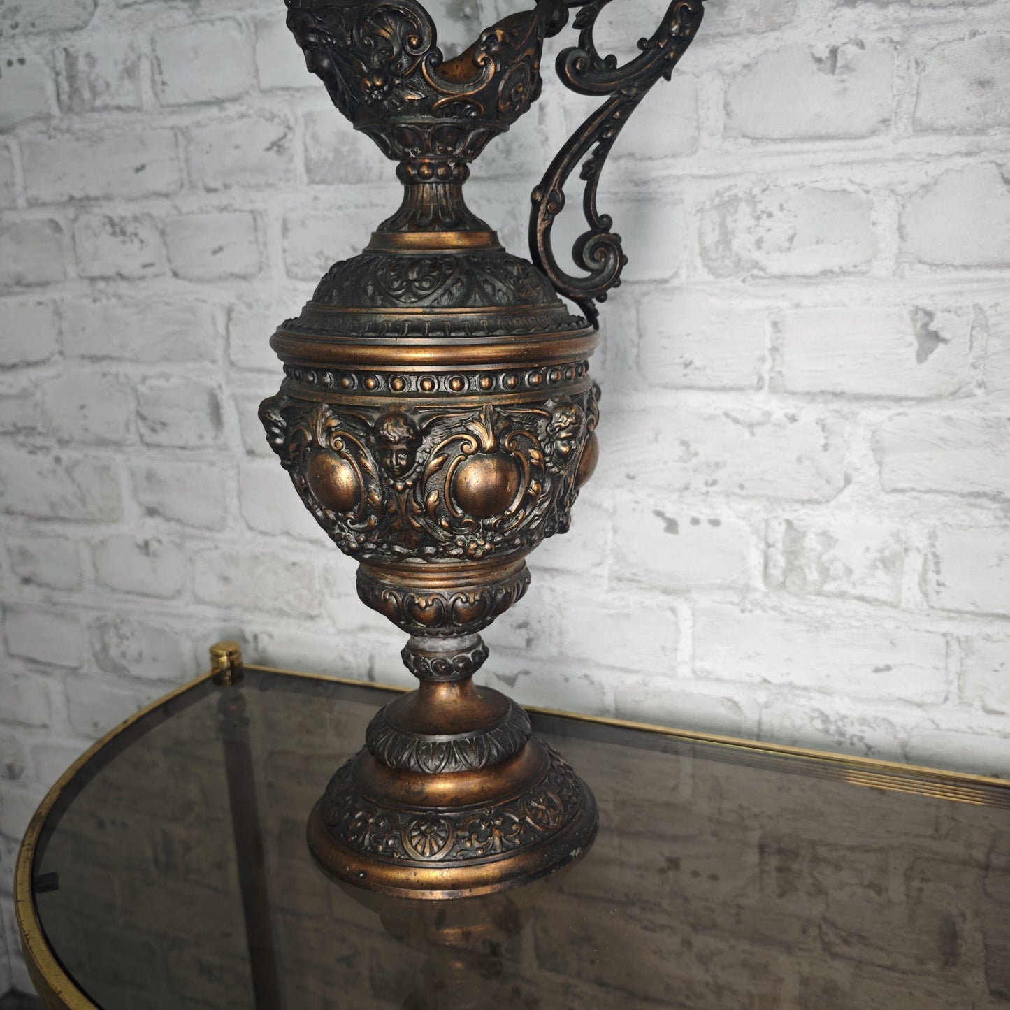 Drachen-Amphore Neorenaissance-Stil 56 cm Gargoyle Metallkanne Bronzeoptik Gothic Steampunk Academia