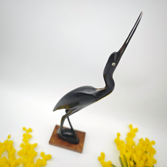 Vogel Figur Handarbeit Rosewood Kranich Storch Reiher Mid Century