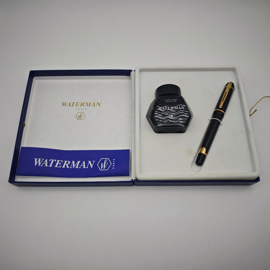 Waterman Phileas Füllfederhalter Set mit Tinte & Geschenkbox Füller – Schwarz/Gold – Paris