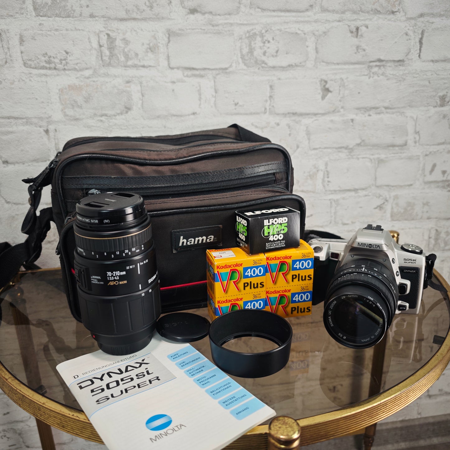 Minolta Dynax 505si Super mit Sigma 28–70mm & 70–210mm APO + 4 Filme Analogkamera Set SLR