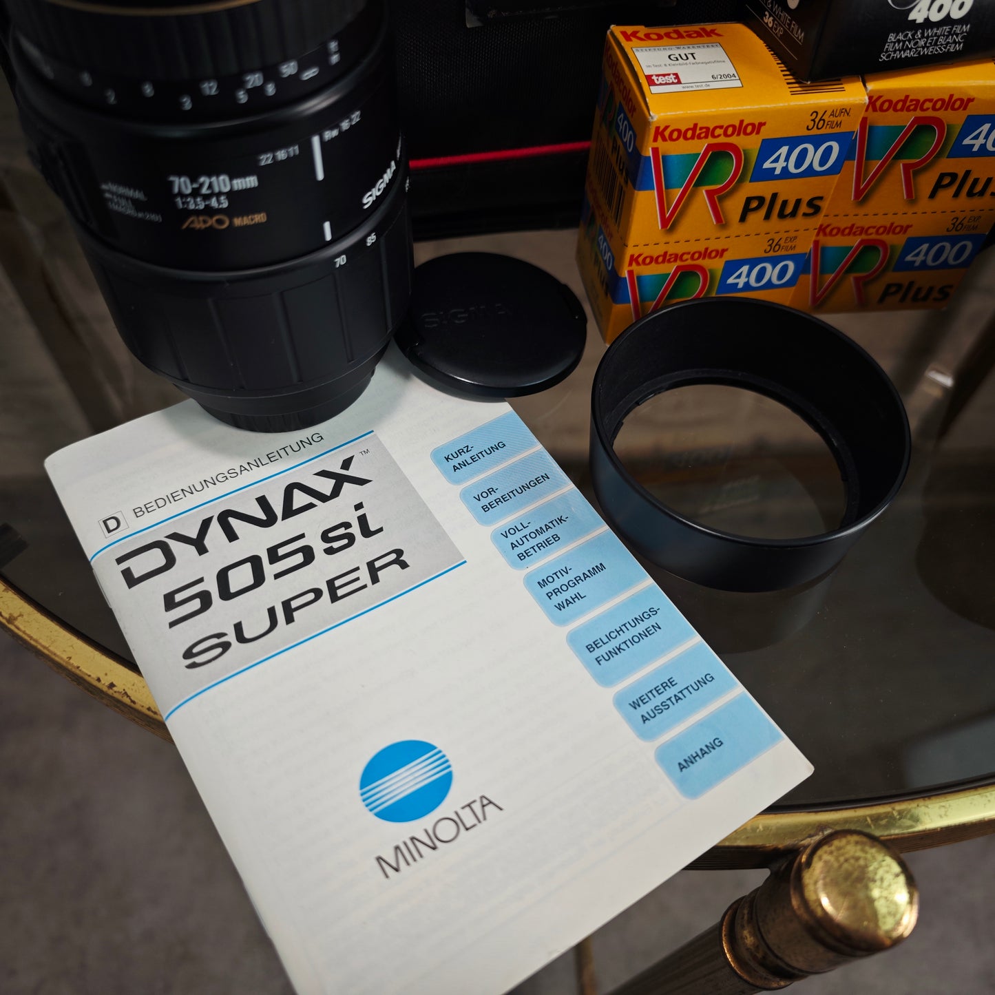 Minolta Dynax 505si Super mit Sigma 28–70mm & 70–210mm APO + 4 Filme Analogkamera Set SLR