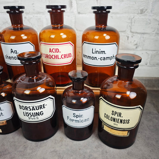 Apothecary bottle vessel enamelled label selection vintage laboratory decoration medicine bottles pharmacy vessels medicinal bottles potion witch bottle
