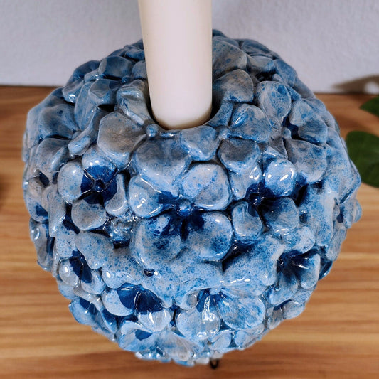 Hydrangea candle holder candlestick blue ball relief ceramic hygge flower ball blossom decoration hortensia flower Scandi boho floral Hydrangea