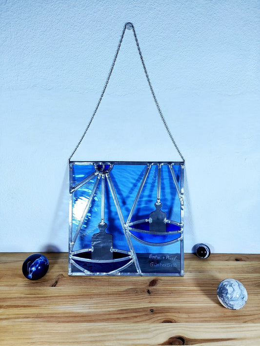 Glass picture Libra unique horoscope Libra zodiac sign pharmacist leaded glass window window picture star sign suncatcher Tiffany handmade