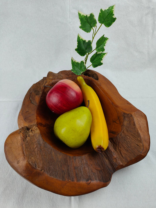 Wooden bowl with knothole root wood unique solid heavy unique bowl fruit bowl grain wood key tray rustic hand flatterer