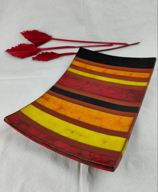 Bowl curved ceramic striped black red yellow orange fruit bowl colour blocks key tray pop art serving bowl candy bowl modern