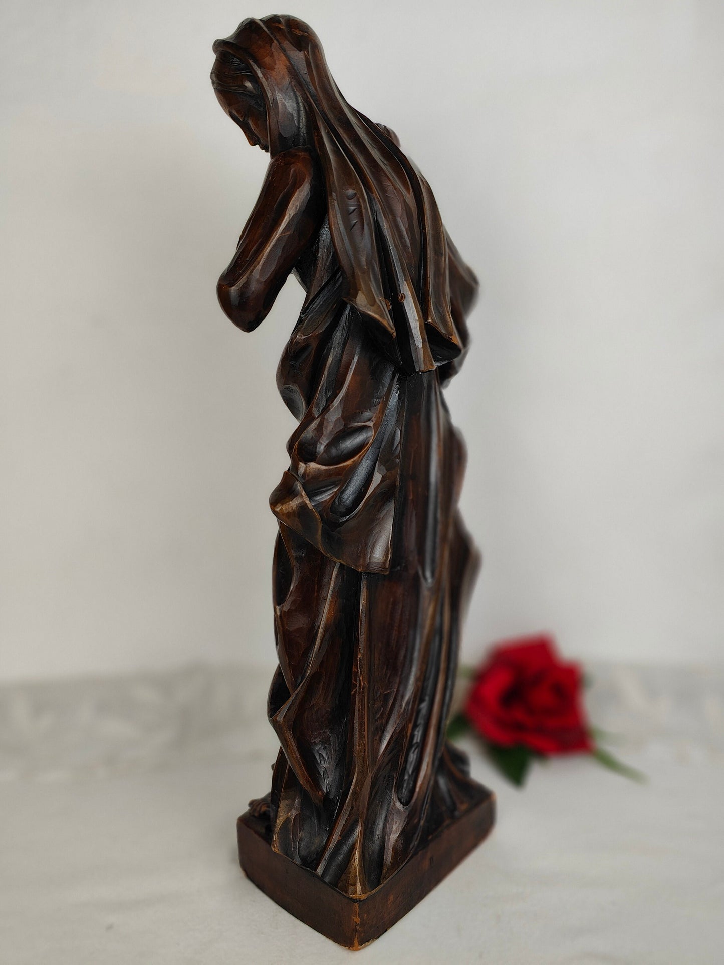Ensemble de 3 figurines de cire Madonna avec l'enfant Jésus ange console murale Marie figure base figure sculpture art religieux chrétien sculpture putto Marie Jésus dévotion prière sanctuaire maison autel