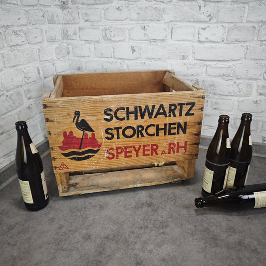 Schwartz Storchen Speyer a. Rh Bierkiste mit Logo Bierkasten Holz Vintage
