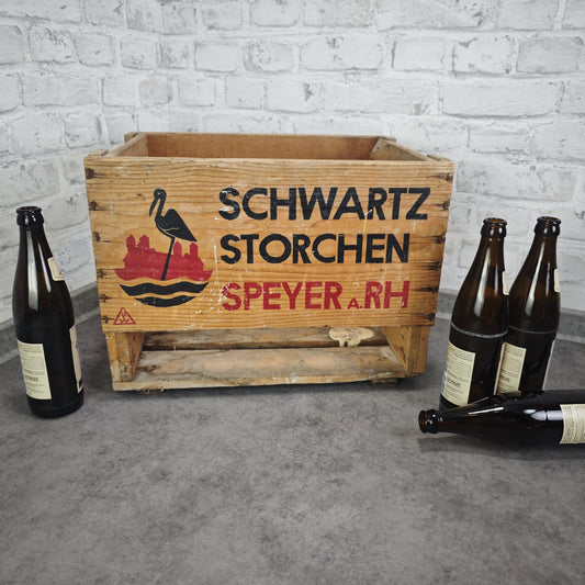 Schwartz Storchen Speyer a. Rh Bierkiste mit Logo Bierkasten Holz Vintage