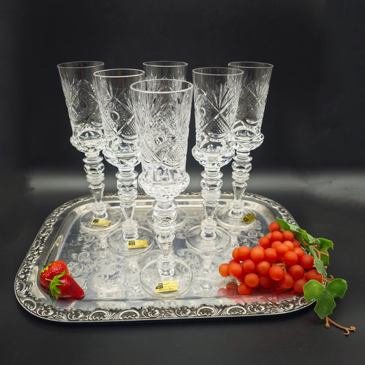 6x champagne flutes Cristal de Paris MF star champagne glass hand-cut crystal glass lead crystal wedding dinner