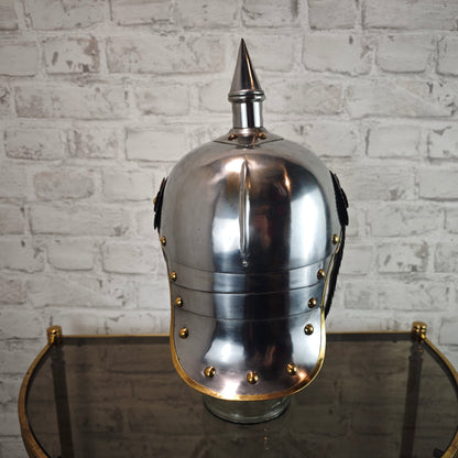 Pickelhaube Preußen Replik 19 Jh FR Helm Metall Messingadler Reenactment Sammlerhelm
