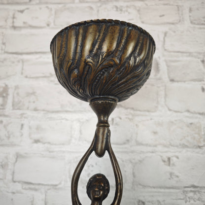 Petroleumlampe Bronze Figur Jugendstil Frau trägt Fackel Schale Royal Zanzara B.V.