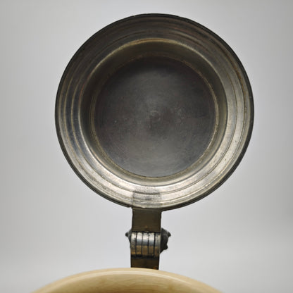 Antiker Bierkrug Münchner Kindl handbemalt Zinndeckel Monogramm JH