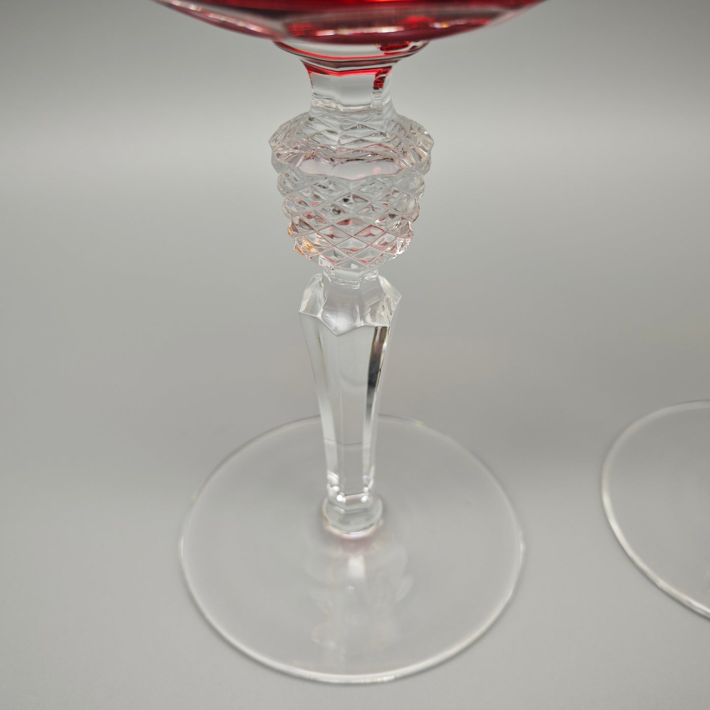 Kristallglas Set 2 Römergläser rot gelb geschliffen Vintage Bleikristall edle Weingläser Tafelglas