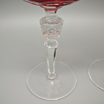 Kristallglas Set 2 Römergläser rot gelb geschliffen Vintage Bleikristall edle Weingläser Tafelglas
