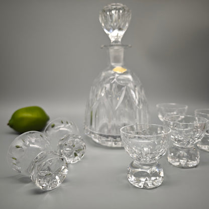 Bleikristall Schnapsset Karaffe 6 Gläser Handarbeit mundgeblasen geschliffen Kristall Barset Vintage