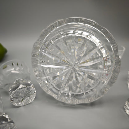 Bleikristall Schnapsset Karaffe 6 Gläser Handarbeit mundgeblasen geschliffen Kristall Barset Vintage