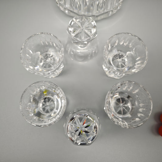 Bleikristall Schnapsset Karaffe 6 Gläser Handarbeit mundgeblasen geschliffen Kristall Barset Vintage