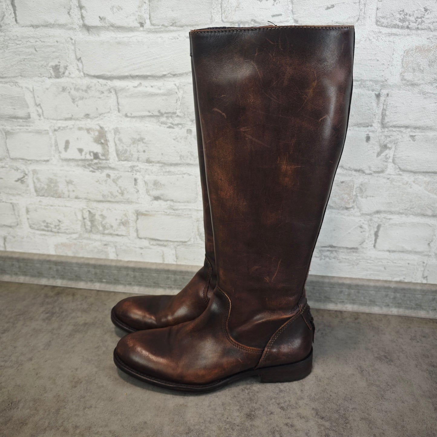 Oxmox Damenstiefel Leder Braun Vintage klassische Lederstiefel Gr 37 mit Reißverschluss Urban Classic