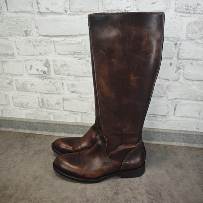 Oxmox Damenstiefel Leder Braun Vintage klassische Lederstiefel Gr 37 mit Reißverschluss Urban Classic