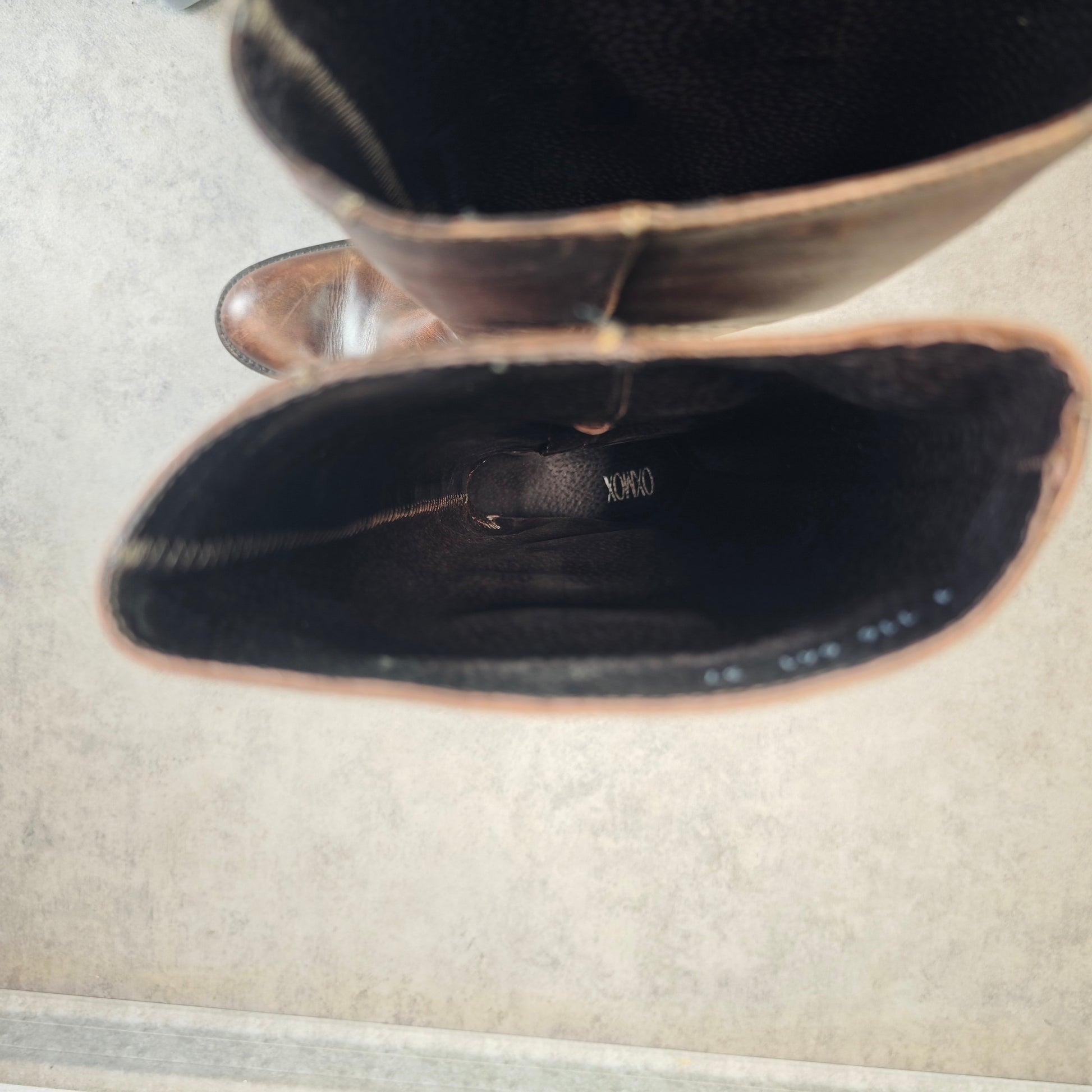 Oxmox Damenstiefel Leder Braun Vintage klassische Lederstiefel Gr 37 mit Reißverschluss Urban Classic