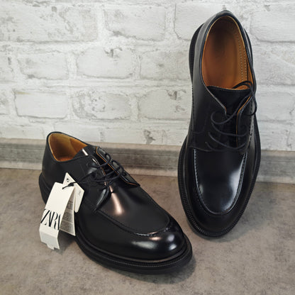 Zara Man Herren Lederschuhe Schwarz Derby Style Gr 43 Airfit Comfort Neu mit Etikett