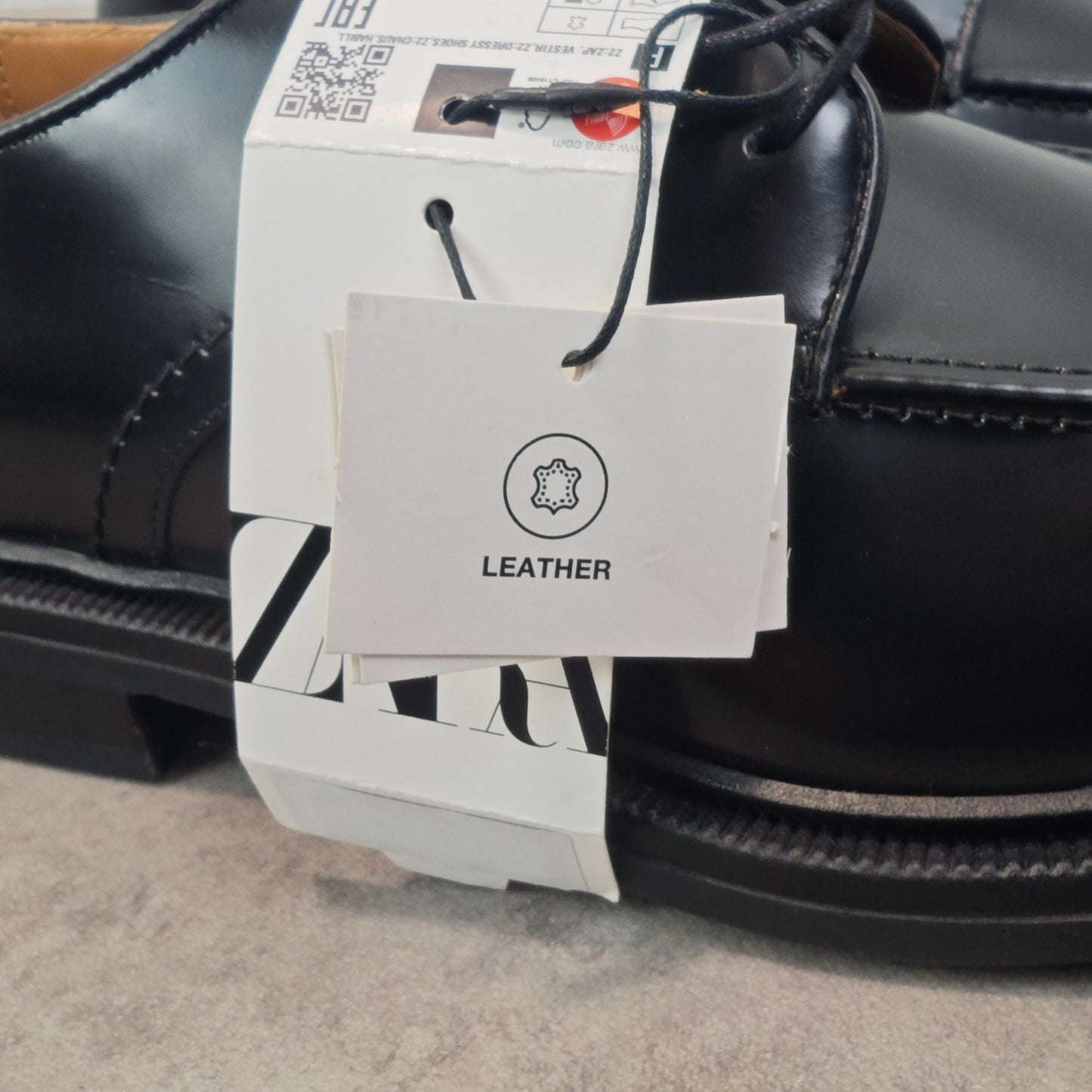 Zara Man Herren Lederschuhe Schwarz Derby Style Gr 43 Airfit Comfort Neu mit Etikett