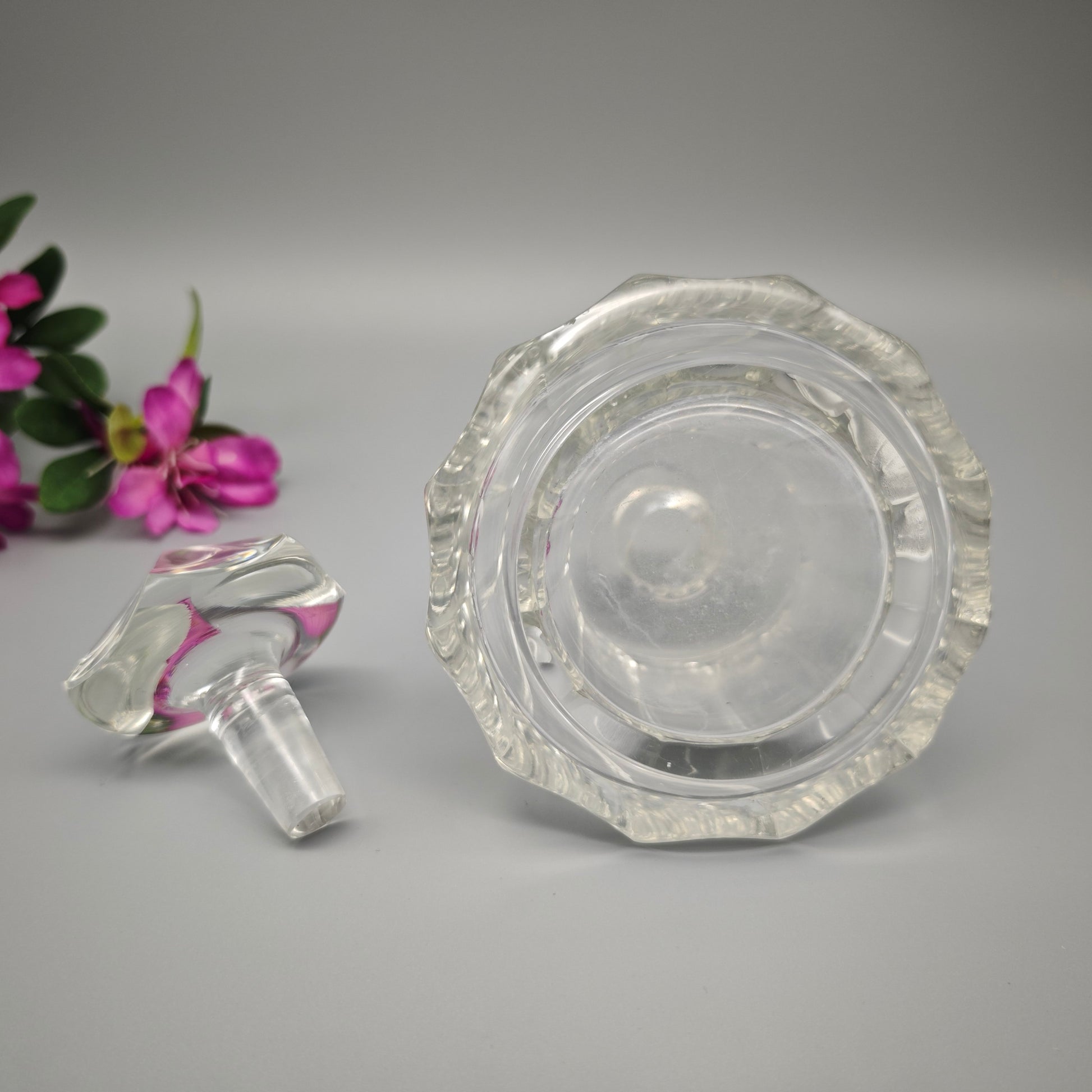 Antikes Viktorianisches Kristall Parfümfläschchen Rund Facettiert Glas Duftflakon Witchcore Academia 15cm